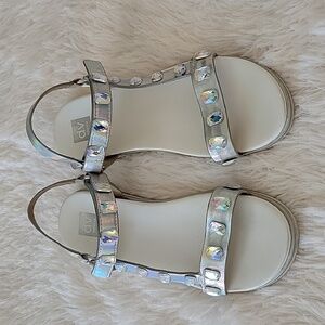 Dolce Vita Iridescent Silver Rhinestone Sandals Girls Size 5